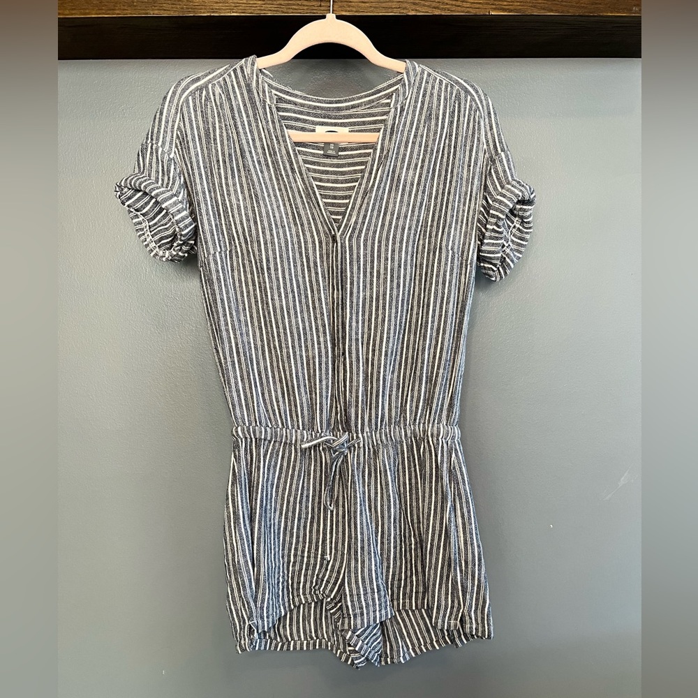 Blue and White Stripped Romper